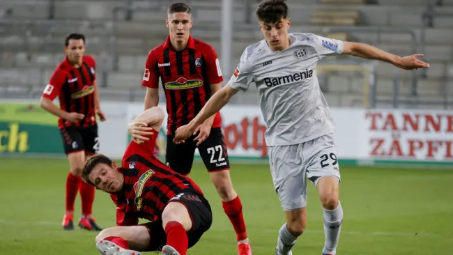 Kai Havertz en acción con Bayer Leverkusen