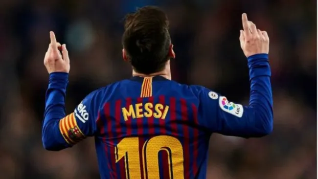 Leo Messi en celebración con Barcelona