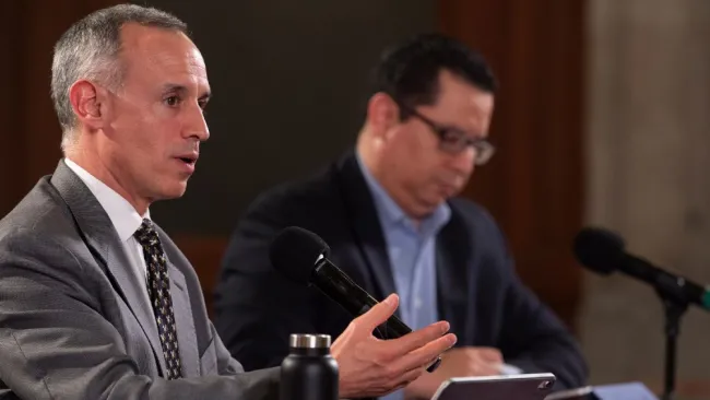 Hugo López-Gatell en conferencia en el Palacio Nacional