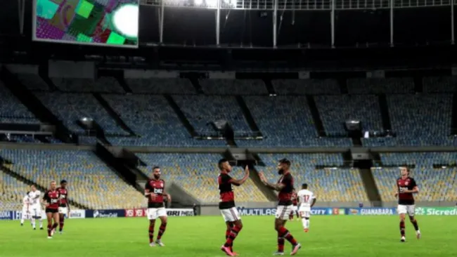 Jugadores del Flamengo en festejo en Maracaná
