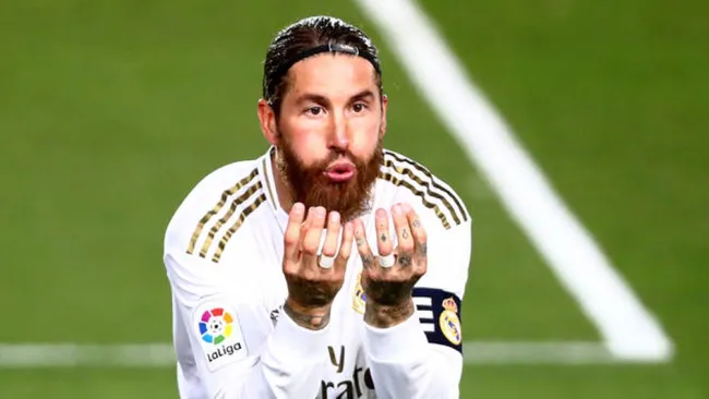 Sergio Ramos celebra una anotación con el Real Madrid