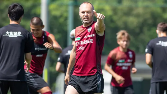 Andrés Iniesta durante un entrenamiento con el Vissel Kobe 