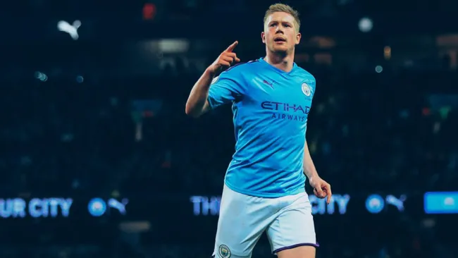 Kevin De Bruyne festeja un gol con el Manchester City 