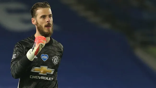David de Gea durante un duelo con el Manchester United 