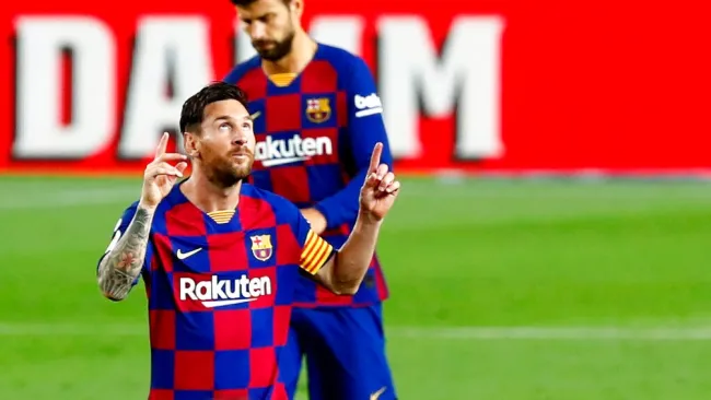 Lionel Messi celebrando un gol con Barcelona