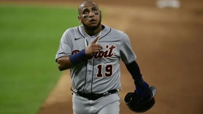 Isaac Paredes en acción con Detroit Tigers