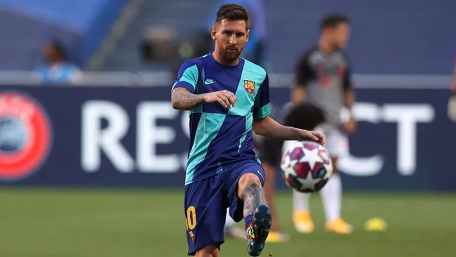Lionel Messi, en un calentamiento del Barcelona
