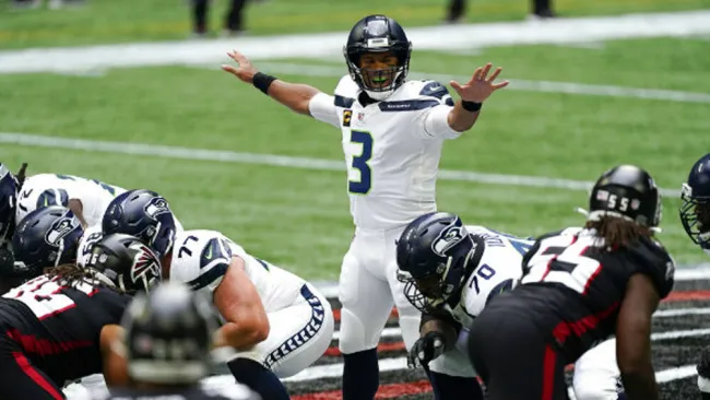Russell Wilson en acción con Seattle Seahawks 