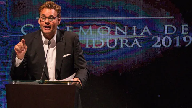 David Faitelson, durante ceremonia de investidura del Salón de la Fama 2019