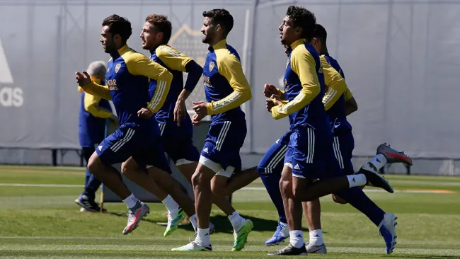 Jugadores de Boca Juniors, en un entrenamiento