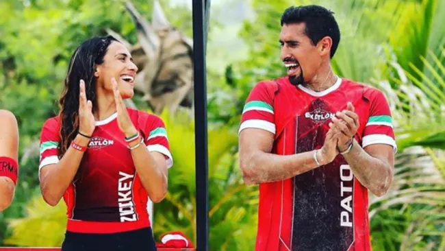 Pato Araujo junto a Zudikey Rodríguez en el Exatlón México