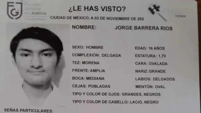 Jorge Barrera desapareció el 26 de octubre