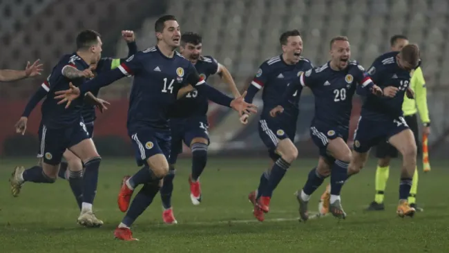 Escocia festejando su pase a la Euro 2020