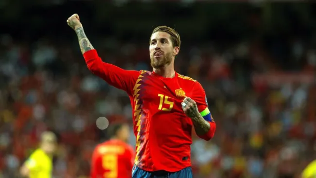 Sergio Ramos en festejo de gol
