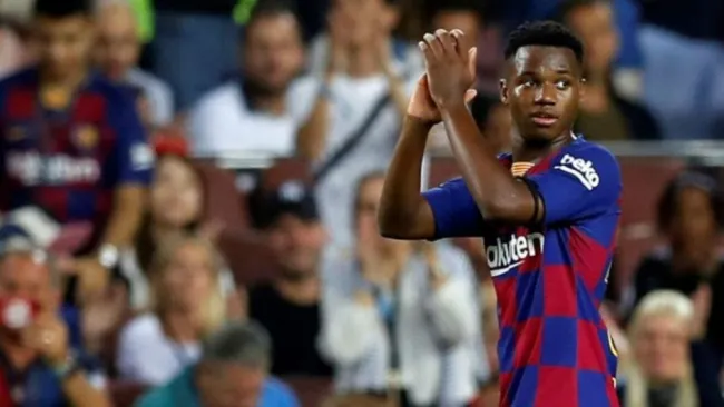 Ansu Fati en un partido con el Barcelona 