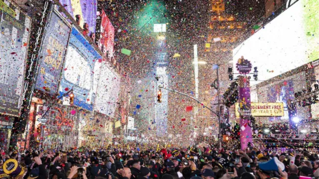 Times Square en Nueva York durante las celebraciones de año nuevo