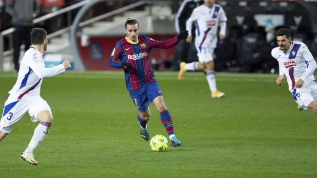 Antoine Griezmann durante un partido con Barcelona 