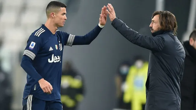 Cristiano Ronaldo y Pirlo en festejo con la Juventus