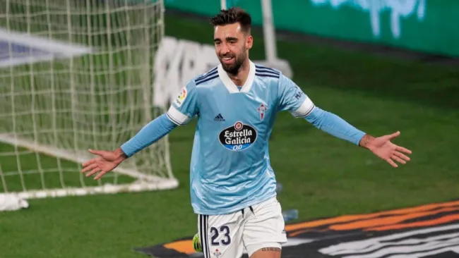 Brais Méndez tras anotar el primer gol del Celta de Vigo