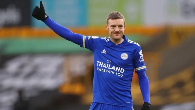 Jamie Vardy en un partido con Leicester 