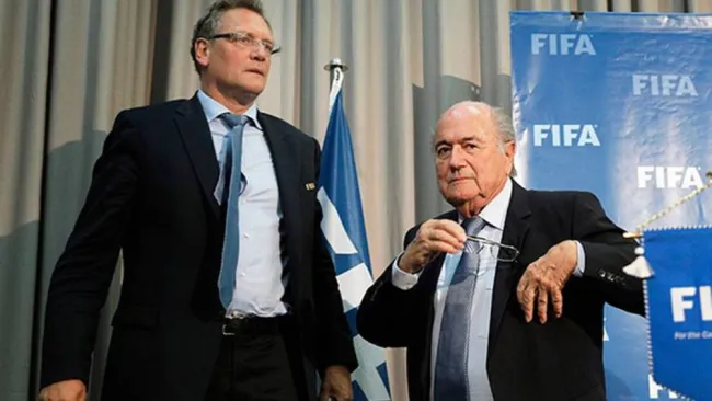 Jerome Valcke y Joseph Blatter, durante una conferencia de prensa