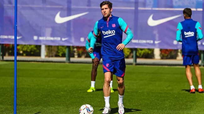 Sergi Roberto en entrenamiento con el Barcelona