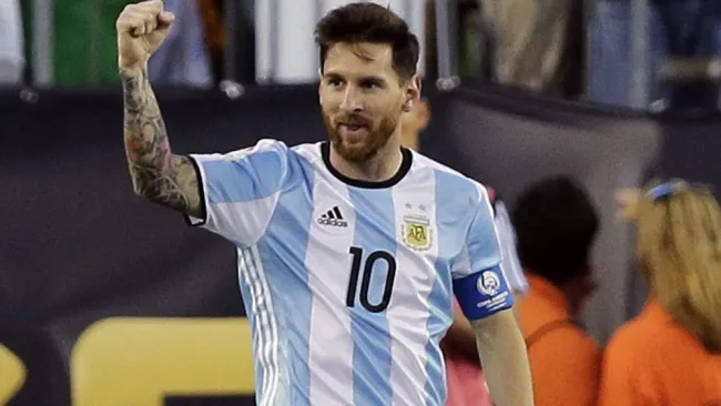 Messi en un partido de Argentina 