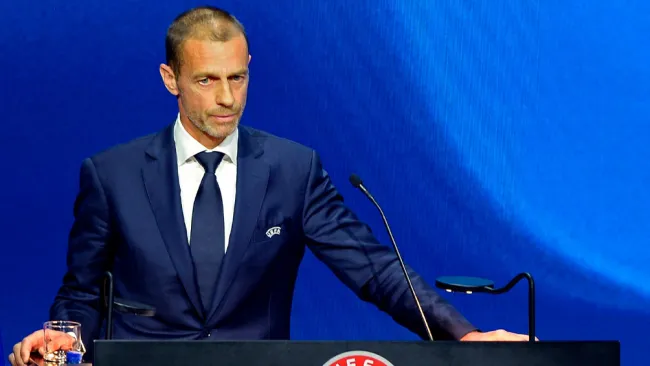 Aleksander Ceferin durante un congreso de UEFA 