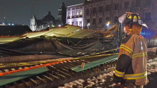 CDMX: Fuerte granizada provocó caída de techumbre del Templo Mayor