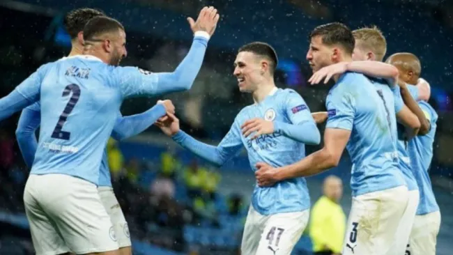 Jugadores del Manchester City en festejo