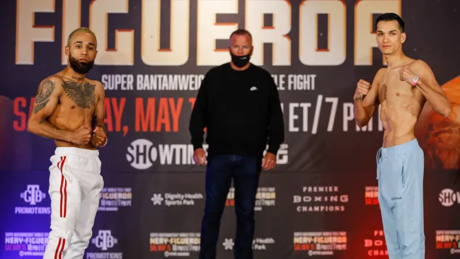 'Pantera' Nery y 'Rompecorazones' Figueroa tras pasar por la báscula