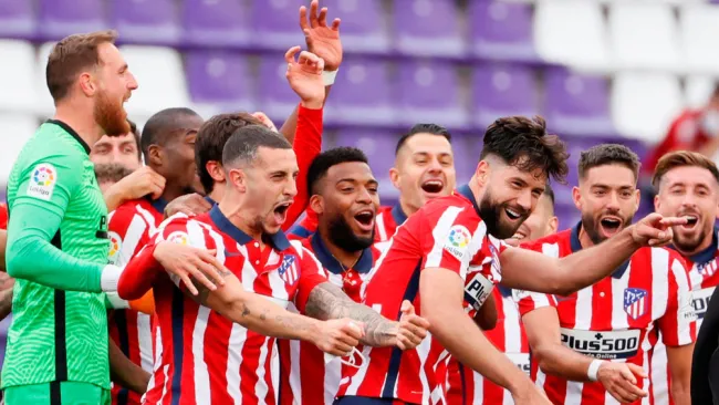 Jugadores del Atlético de Madrid, en festejo de gol