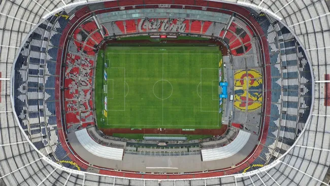 Una toma aérea del Estadio Azteca