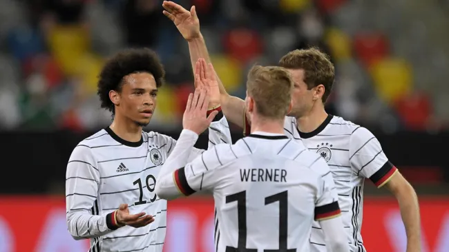 Jugadores de Alemania, en festejo de gol