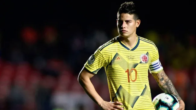 James Rodríguez en un partido con Colombia