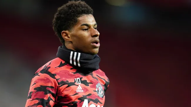 Marcus Rashford durante entrenamiento con el Manchester United