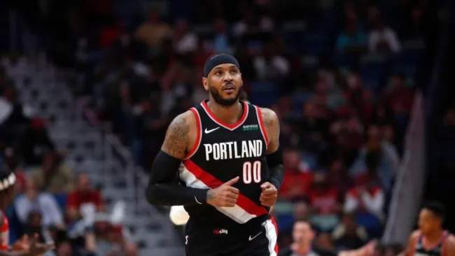 Carmelo Anthony en un juego de los Blazzers