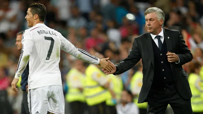 dCarlo Ancelotti y Cristiano Ronaldo en un duelo del Real Madrid