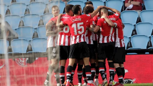 Jugadores del Athletic celebrando el gol vs el Celta