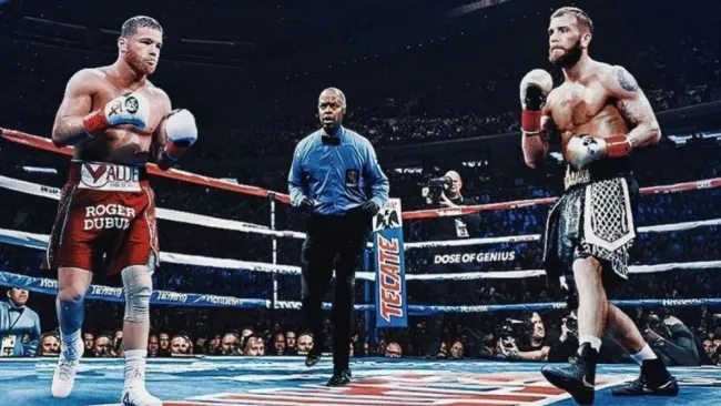 Ilustración de la pelea entre Canelo y Caleb