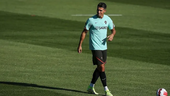 Cristiano Ronaldo durante un entrenamiento con Portugal