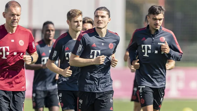 Jugadores de Bayern Munich en un entrenamiento