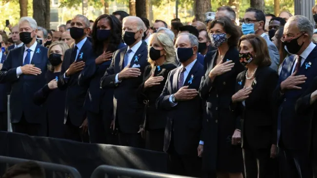 Joe Biden, Barack Obama y Bill Clinton en el homenaje del 11 de septiembre