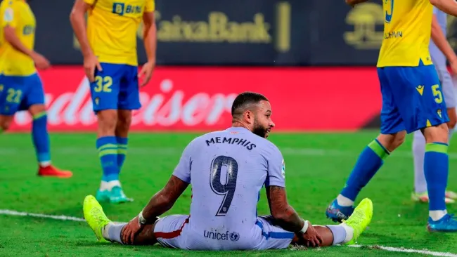 Memphis Depay en el empate frente al Cádiz
