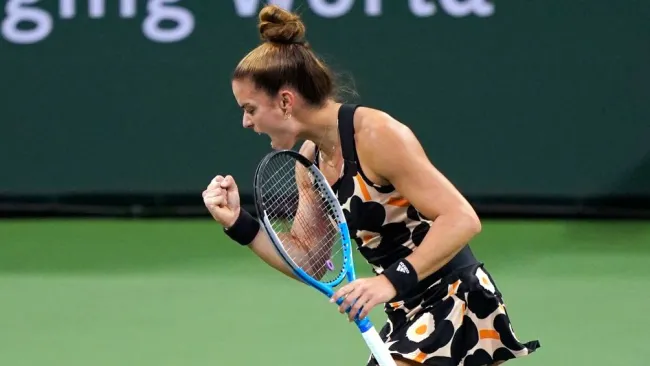 Maria Sakkari en un partido en Indian Wells