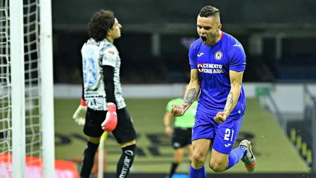 Cabecita Rodríguez en festejo de gol 