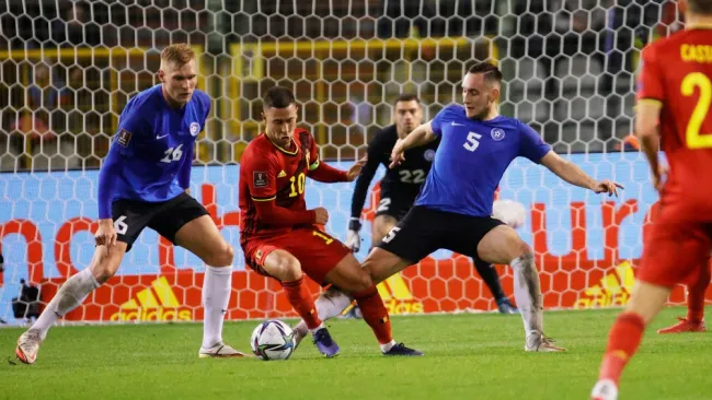 Eden Hazard durante un partido con Bélgica