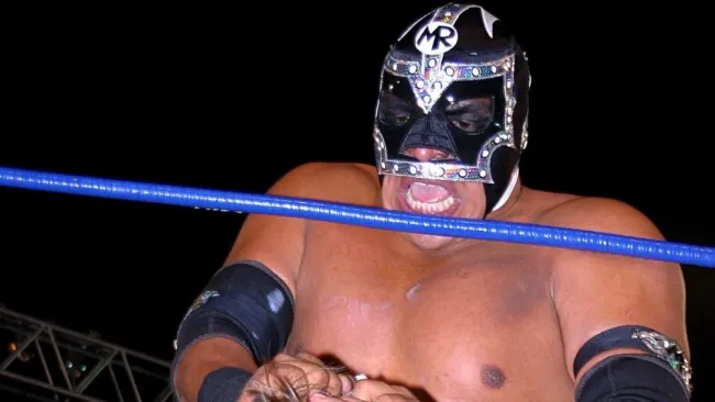 Mr. Niebla durante una función