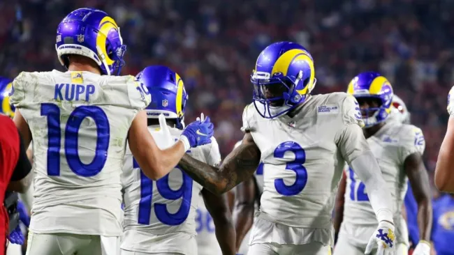 Odell Beckham Jr. festejando una anotación de los Rams