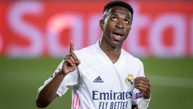 Vinícius Jr celebrando gol con el Real Madrid en LaLiga